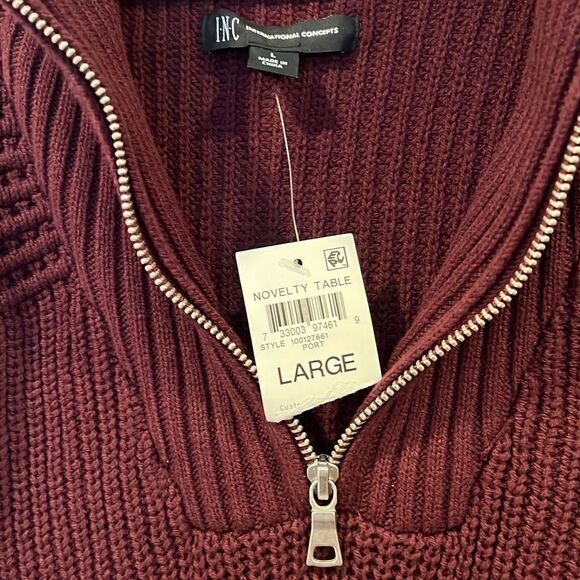 Men’s INC Sweater Maroon Long Sleeve Sz.L NWT - Picture 5 of 5